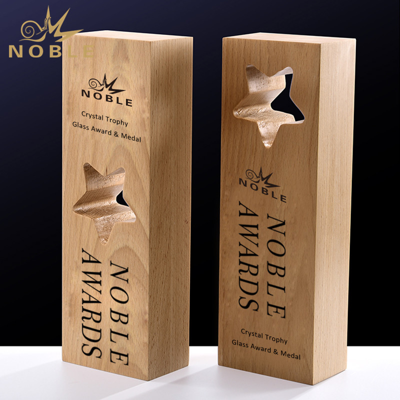 Elm Star Award Solid Wood Wooden Trophy